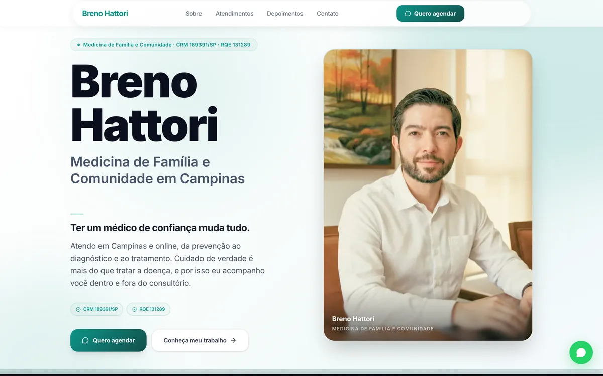 Exemplo de site médico construído pela DocCentryx